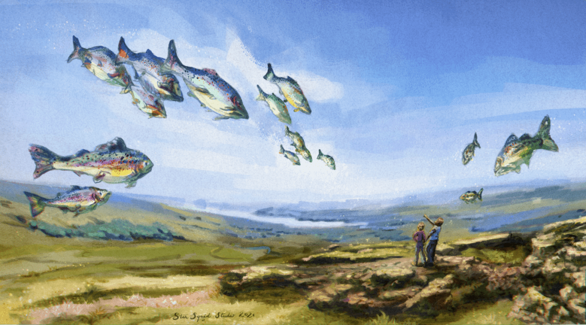 Flight of Trout over Lake District
